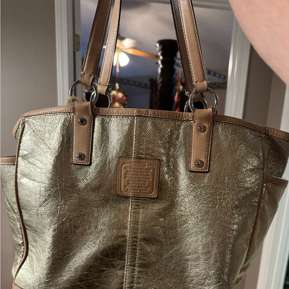 Gold Coach large bag used with clutch included $40